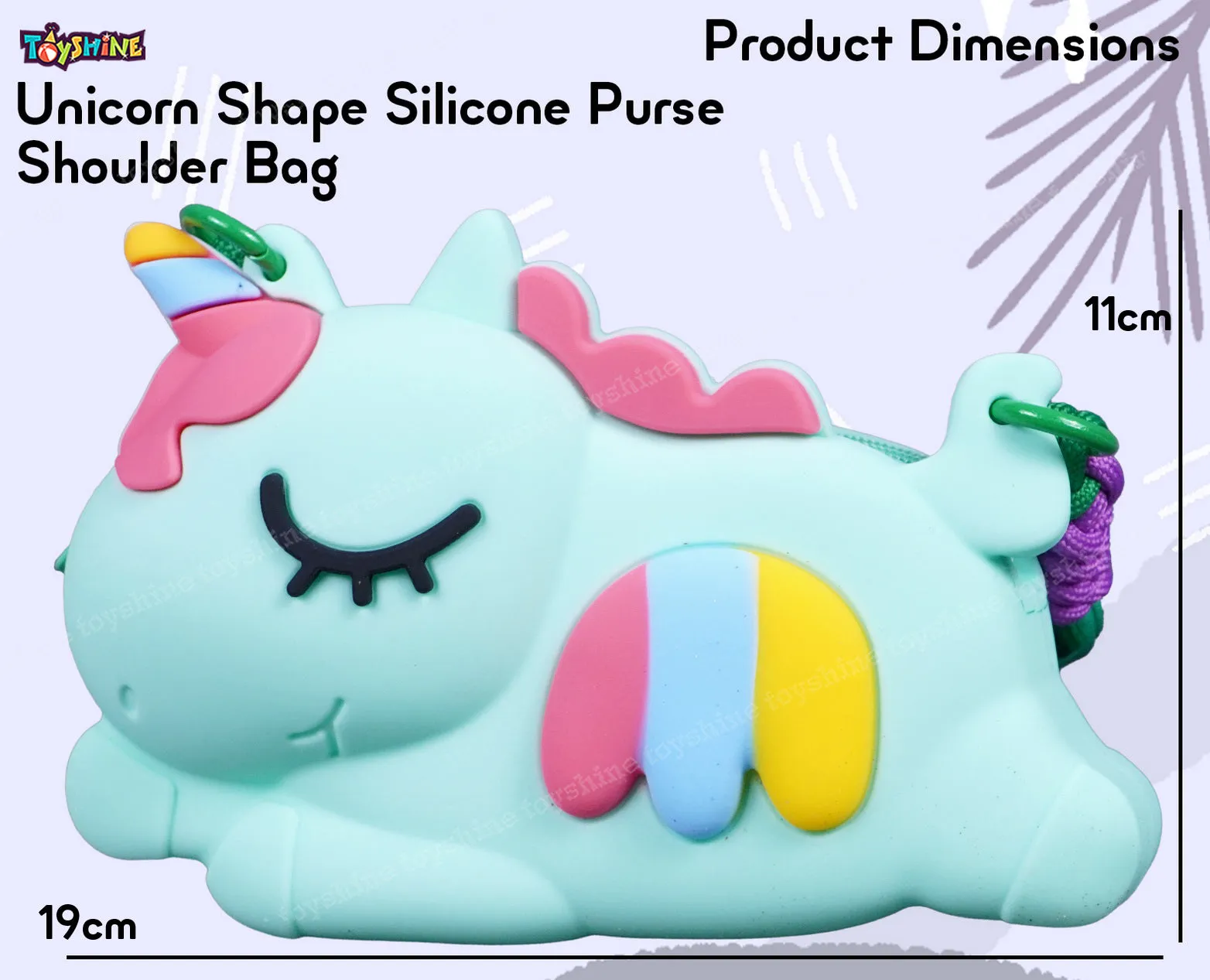 Toyshine Unicorn Shape Silicone Purse for Girls Stylish Cross Body Bag with Adjustable Strap with Compact Mirror, Comb and Keychain Included