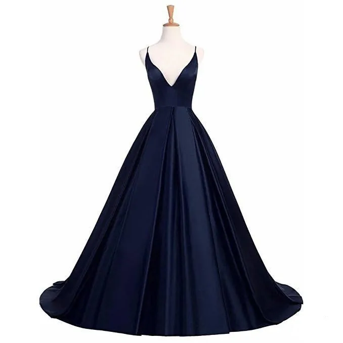 Women Prom Dresses V Neck Sleeveless Wedding Dresses