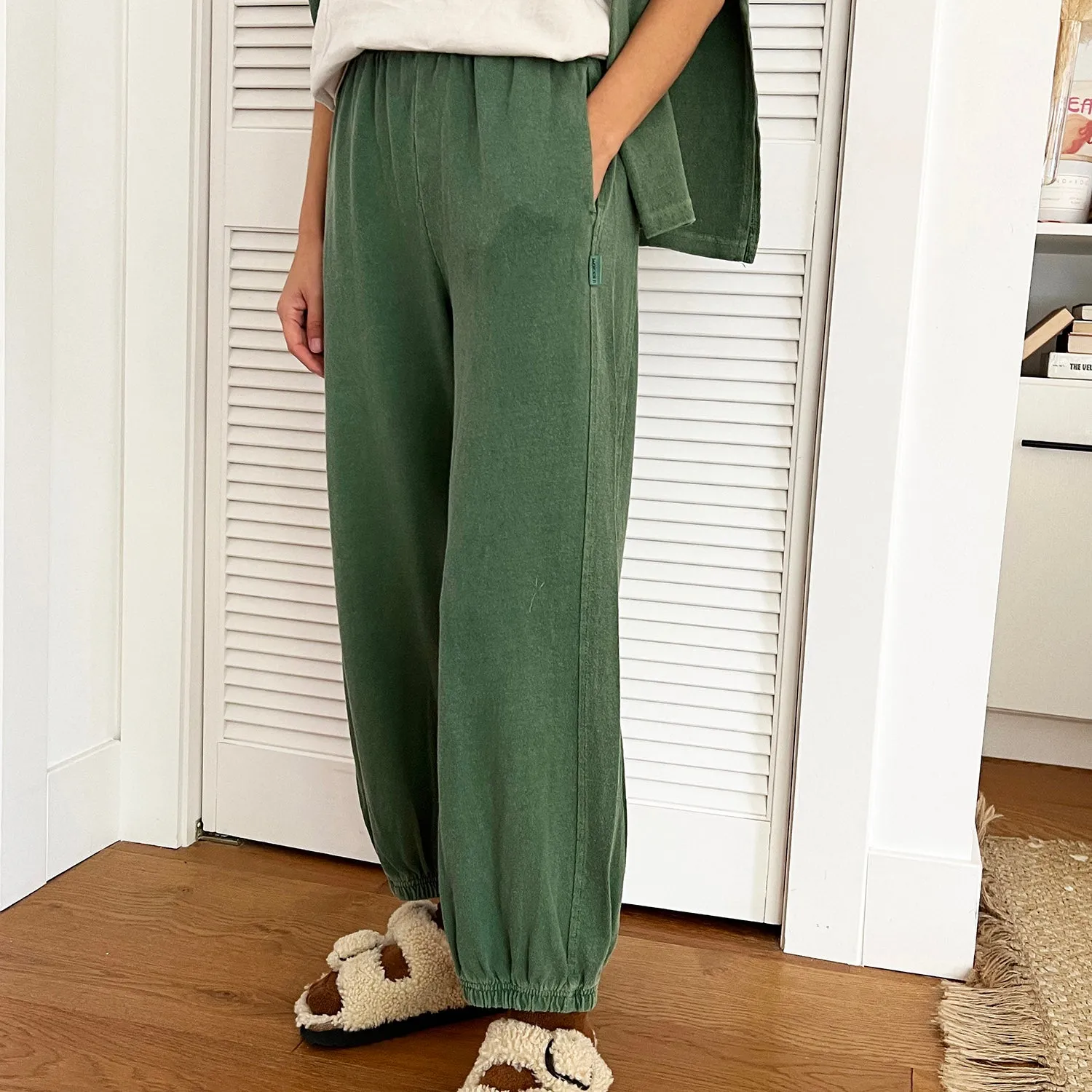 Women's Cotton Balloon Pants - Basil