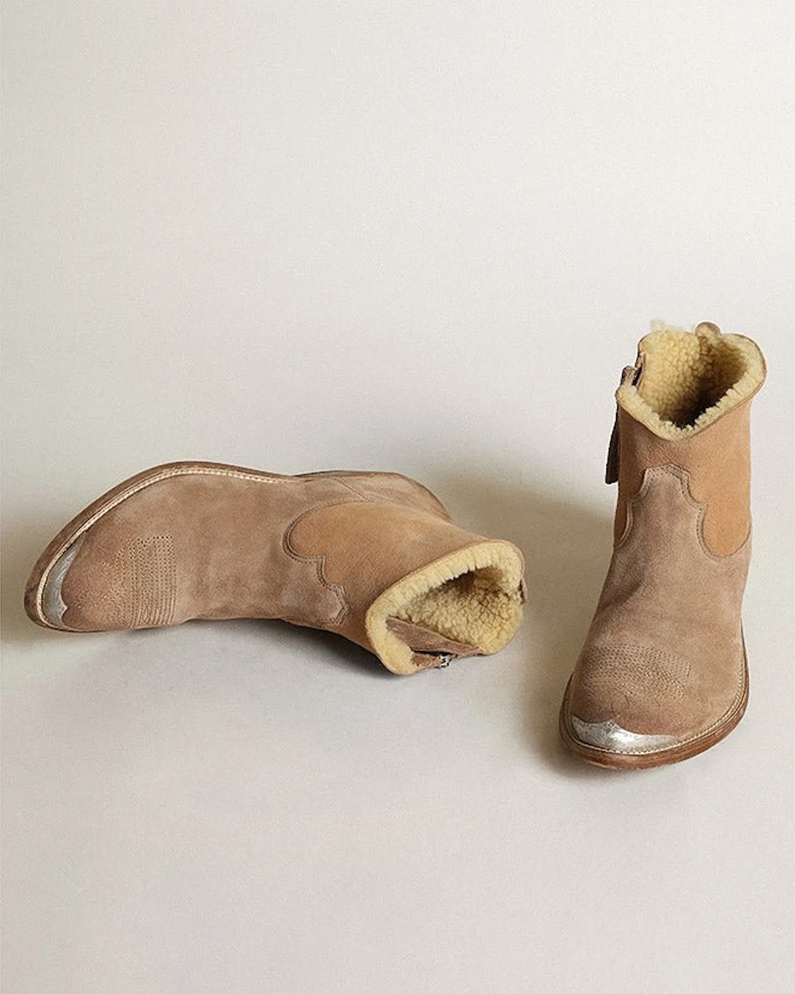 young suede upper shearling lining - tobacco/cream